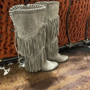Not rated suede fringe knee boot